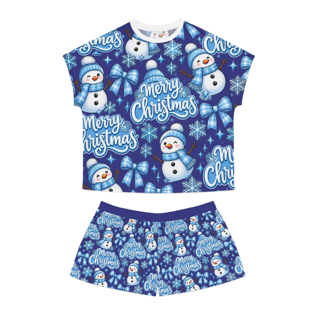 Women's Christmas Snowman Pajama Set — Merry Christmas Short Sleepwear