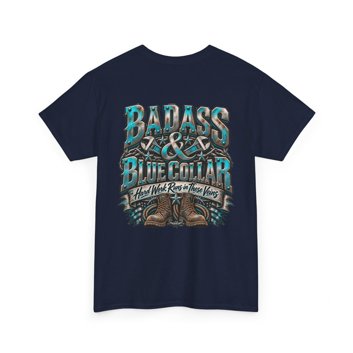 Badass Blue Collar Tee — 'Badass & Blue Collar' Workwear Graphic T‑Shirt