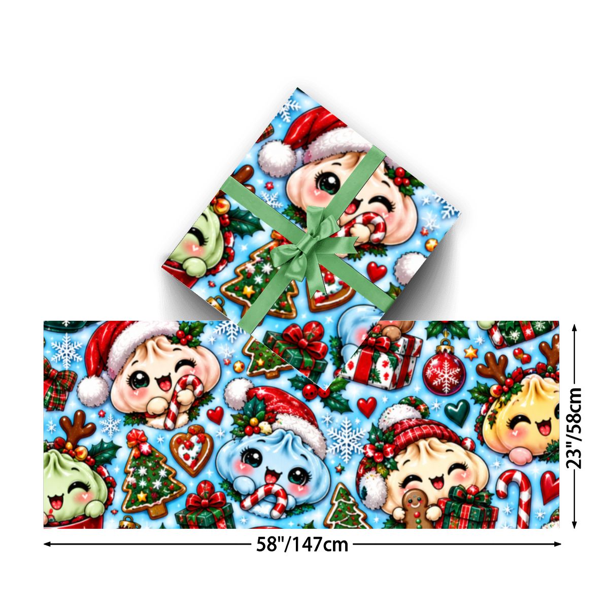 3Pack Gift Wrapping Paper Sheets christmas dumpling wrapping paper