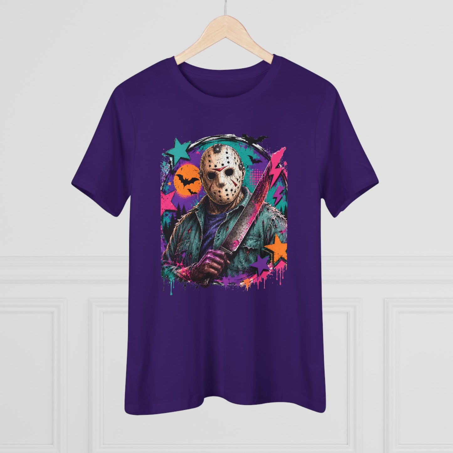 Horror Retro Jason Tee — Neon Slasher Halloween Women’s T-Shirt
