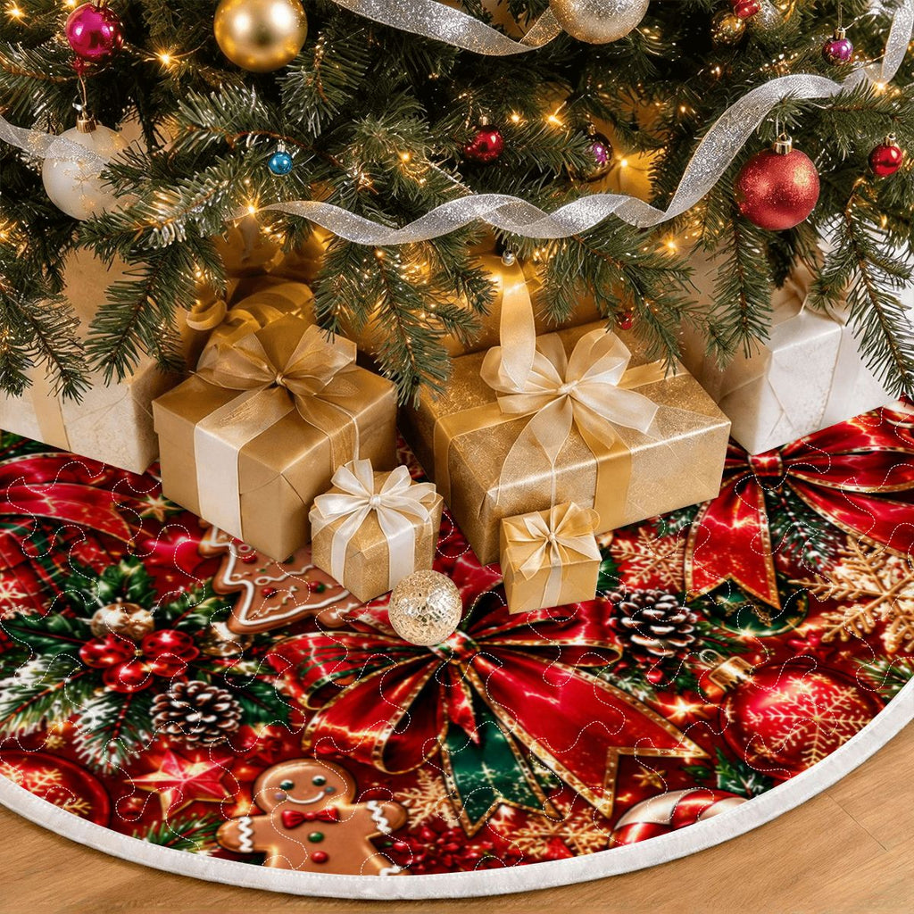 Quilted Christmas Tree Skirt Glittering Christmas Gift Wrap Pattern