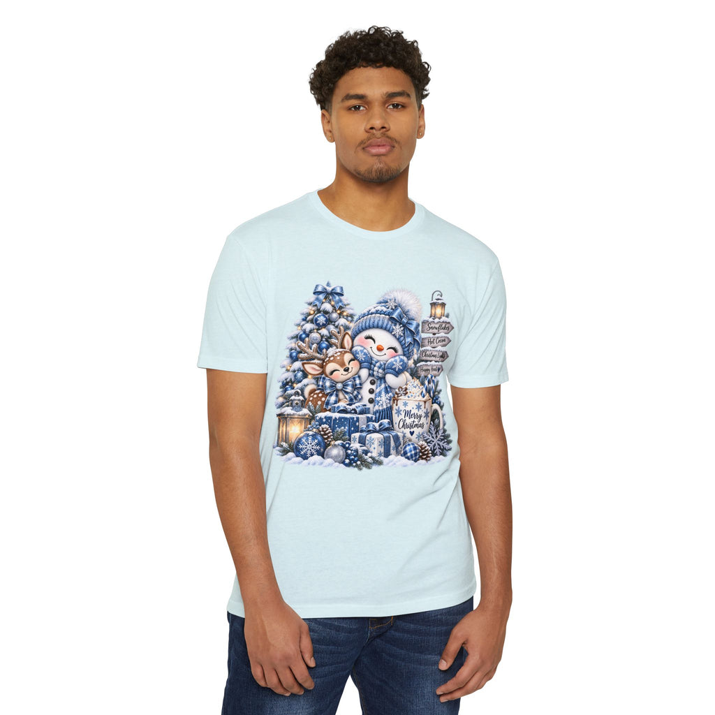 Christmas Snowman & Deer T-Shirt — Cute Winter Holiday Graphic Tee