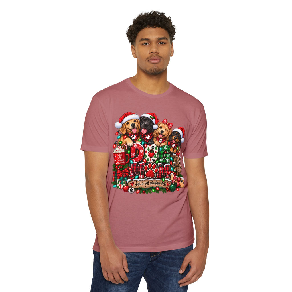 Christmas Dog Mom T-Shirt — Cute Puppies in Santa Hats Holiday Tee
