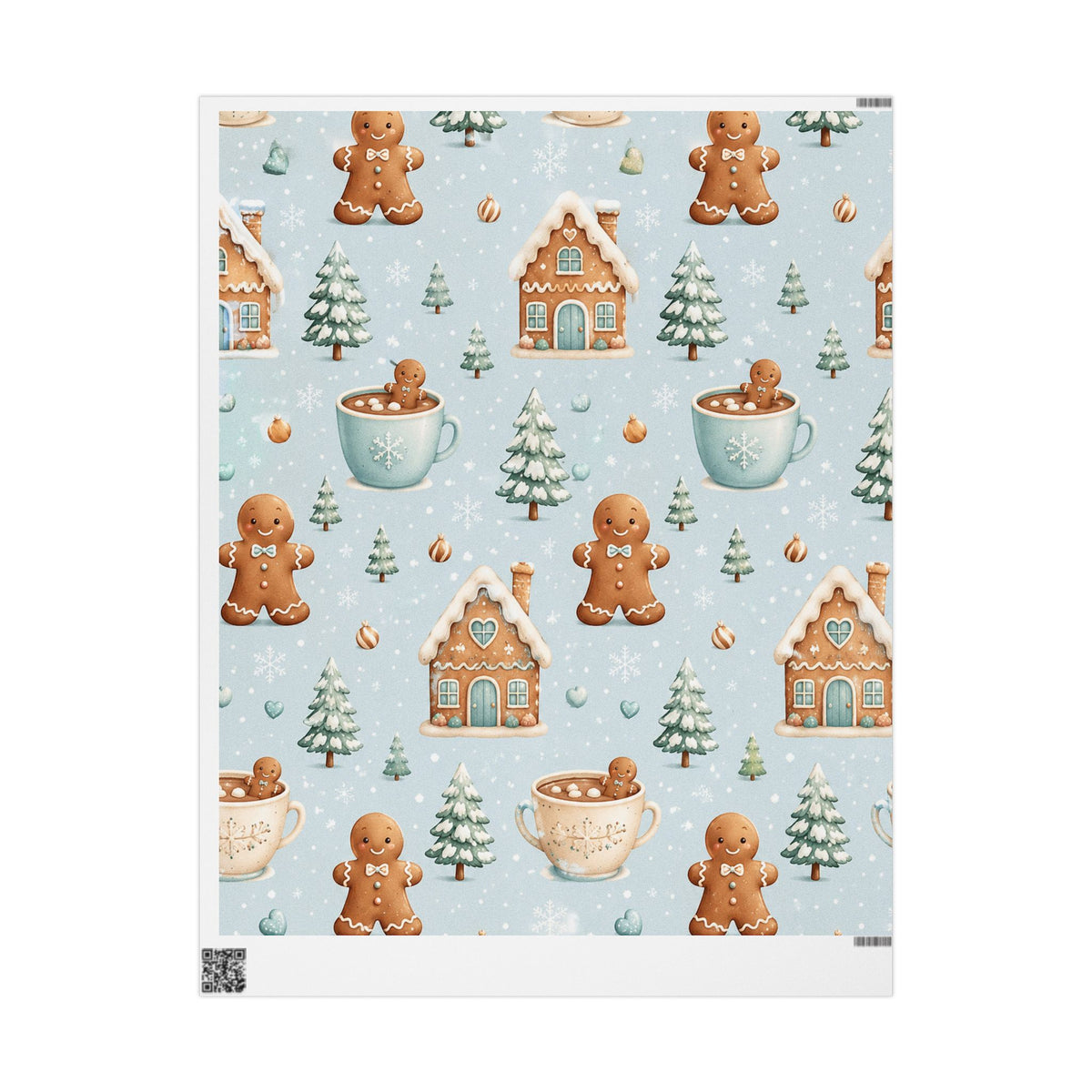 Gingerbread Holiday Wrapping Paper Roll – Cute Gingerbread Men, Houses & Trees Christmas Gift Wrap
