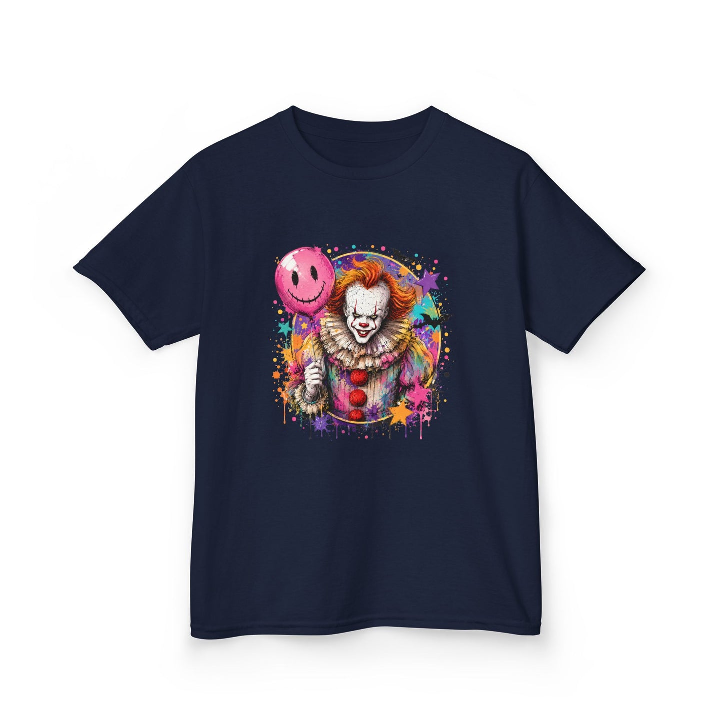 Kids Clown Horror T-Shirt — Colorful Scary Clown with Balloon Halloween Tee