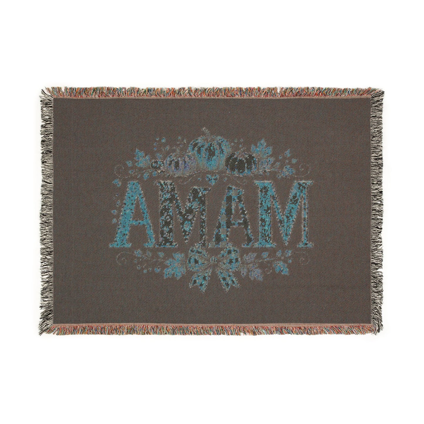 Mama Fall Woven Blanket — Cozy Autumn Pumpkin & Floral Throw