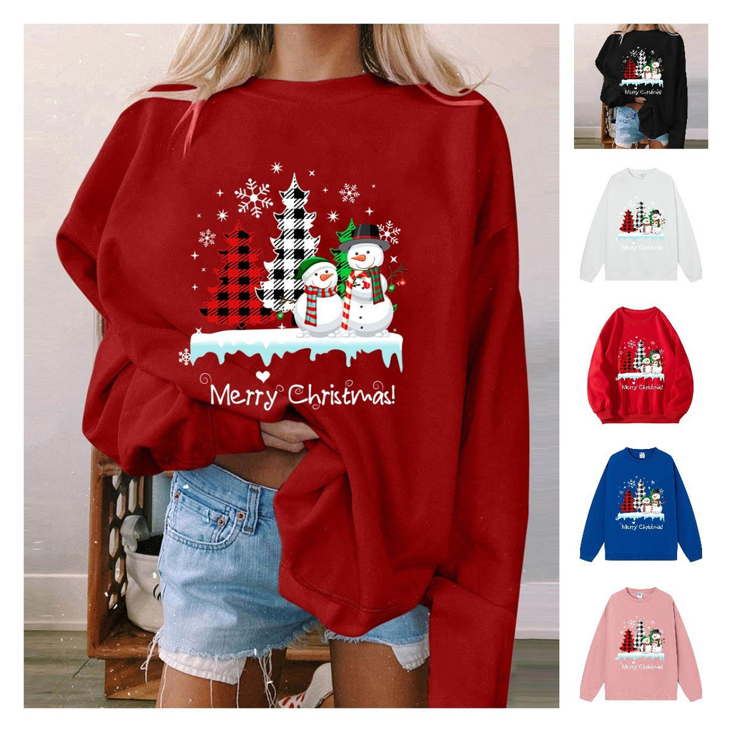 Christmas ladies' top snowman Christmas tree hoodie