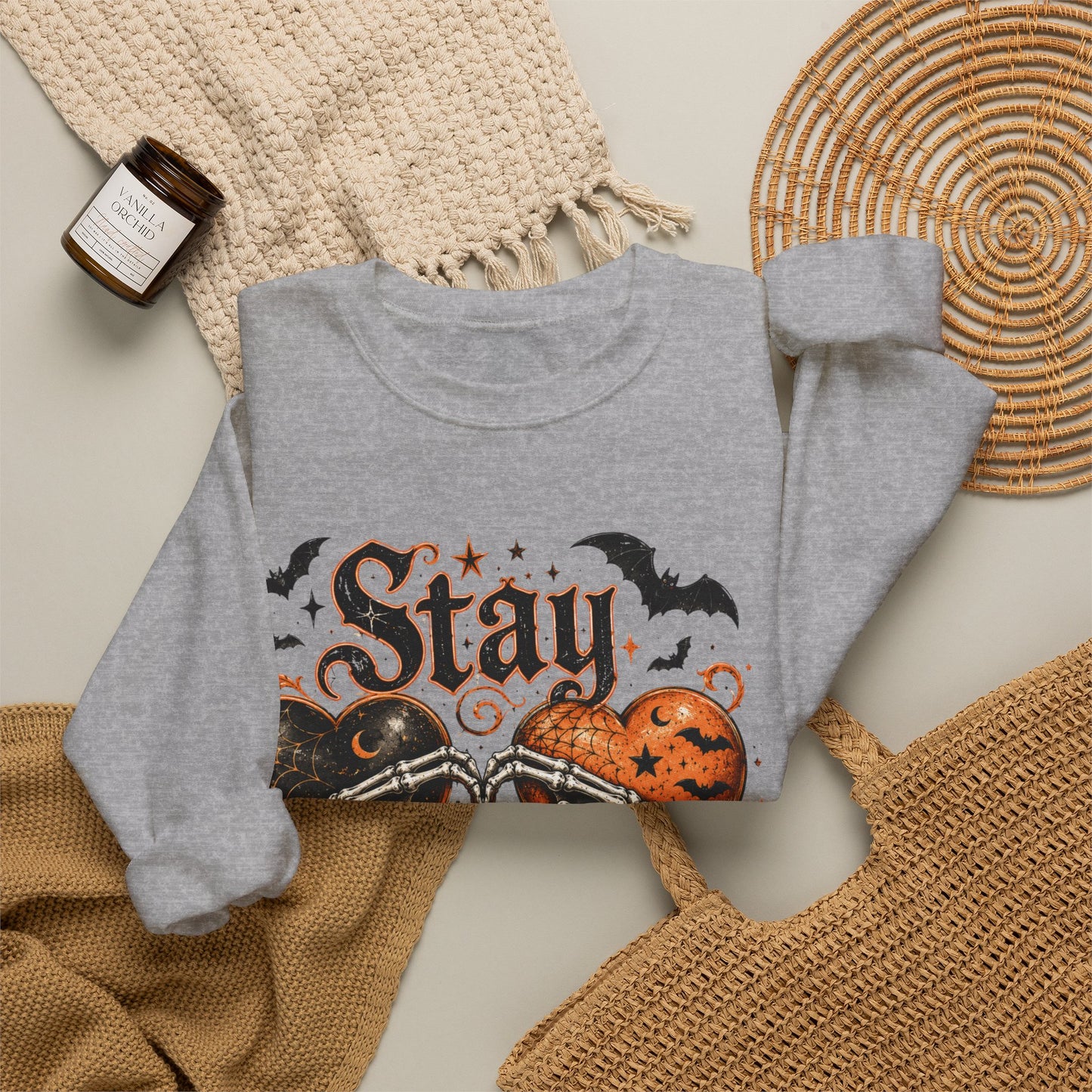 Stay Creepy Sweatshirt — Halloween Heart Gothic Crewneck