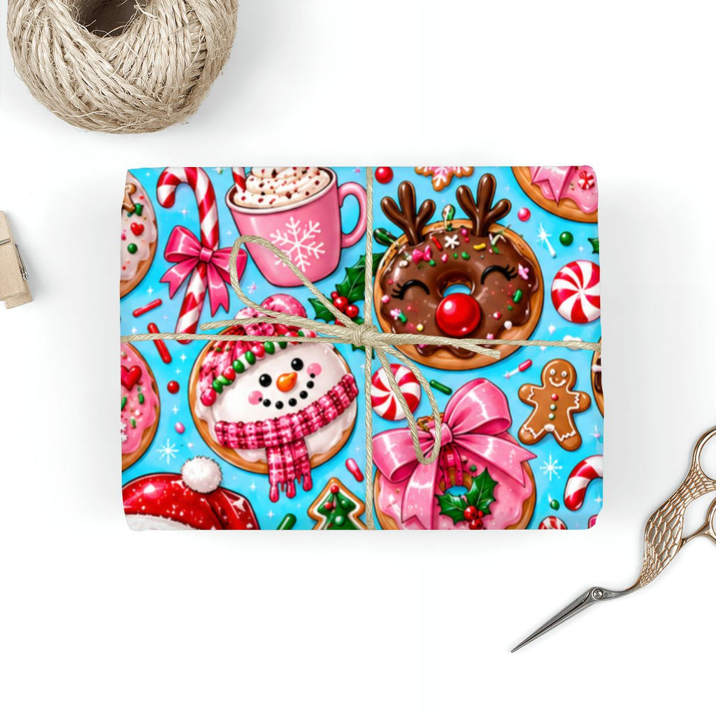 3Pack Gift Wrapping Paper Sheets christmas donut