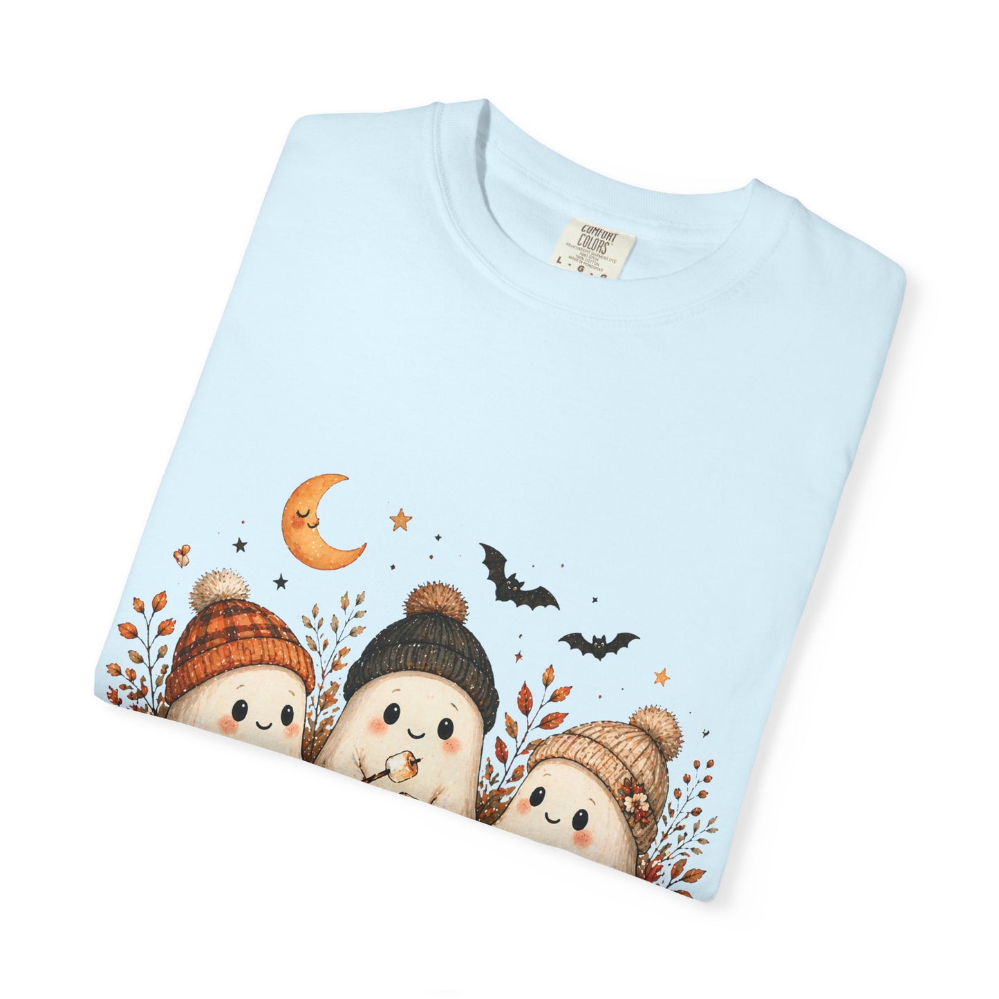 Halloween Ghost Trio Campfire T-Shirt — Cute Spooky Pumpkin Tee
