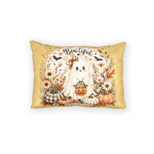 Halloween Ghost Pillow Sham – "Boo-tiful" Autumn Pumpkin Decorative Pillow Cover
