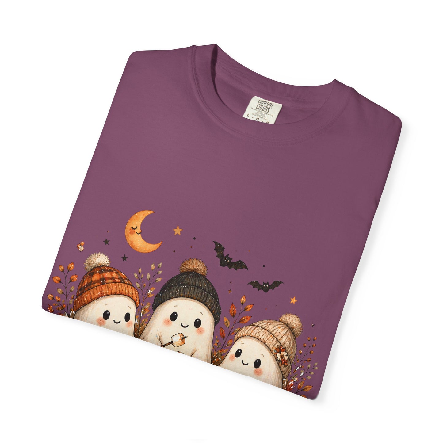 Halloween Ghost Trio Campfire T-Shirt — Cute Spooky Pumpkin Tee