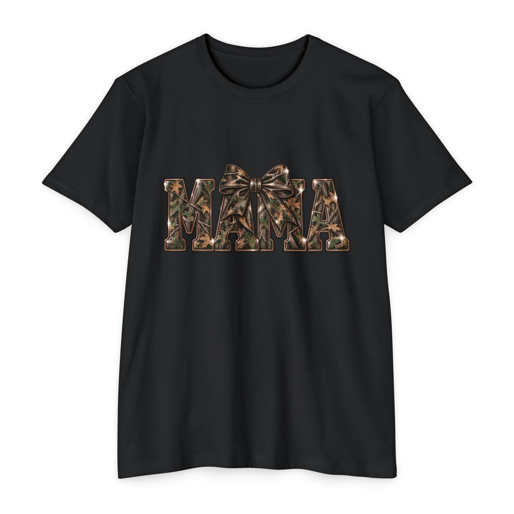 Mama Leopard Print Bow T-Shirt — Women's Mom Gift, Cute Animal Print Mother's Day Tee