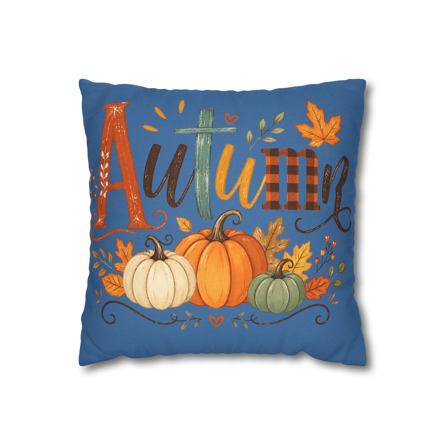 Autumn Pumpkins Throw Pillowcase — Fall Decorative Square Pillow Cover