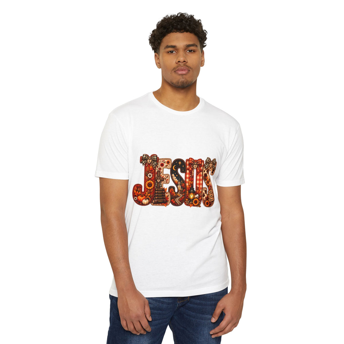 Jesus Floral Pattern T-Shirt — Vintage Boho Christian Tee
