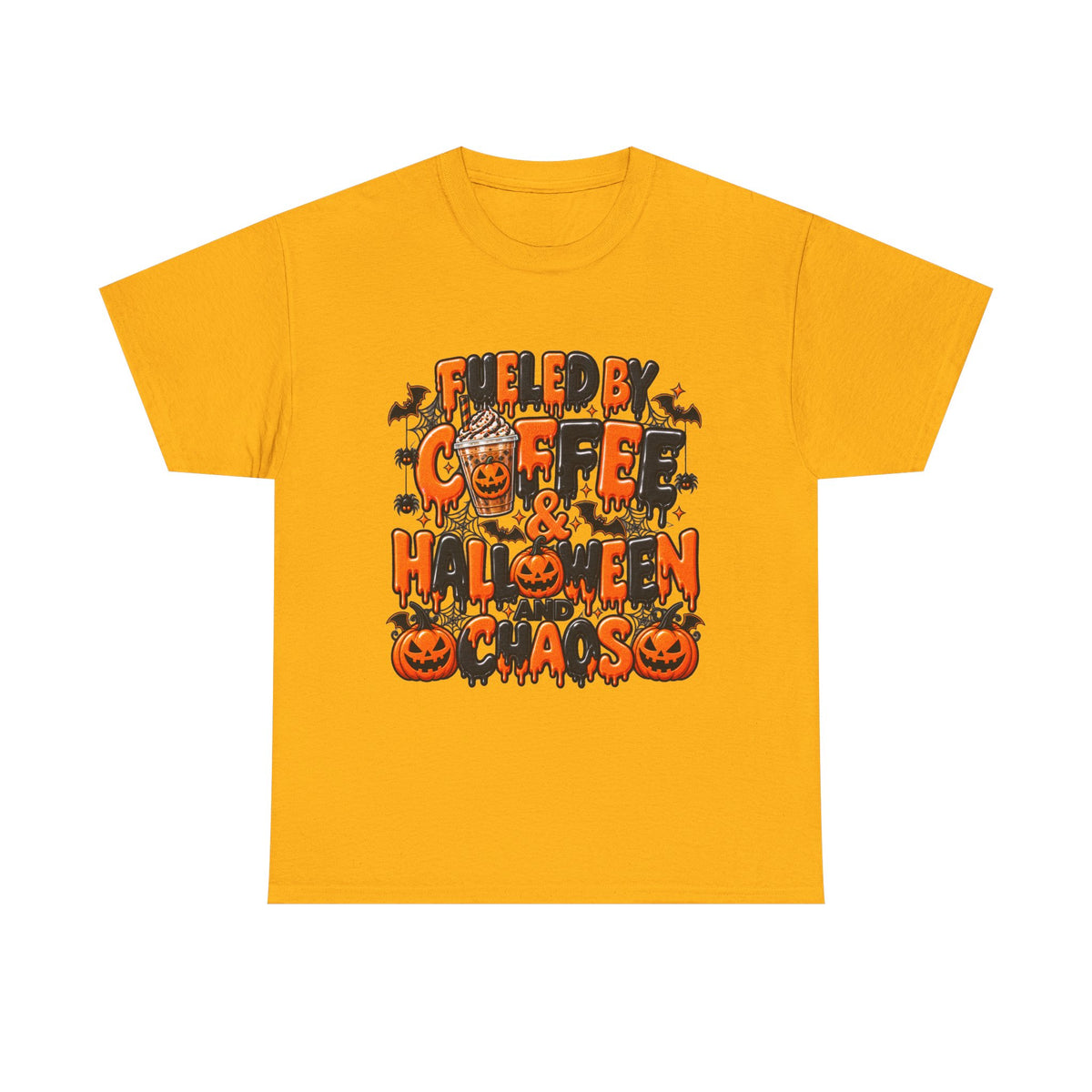 Halloween Coffee Tee — "Free Coffee & Halloween Gas" Spooky Pumpkin Shirt