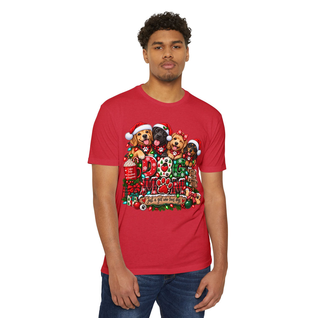 Christmas Dog Mom T-Shirt — Cute Puppies in Santa Hats Holiday Tee