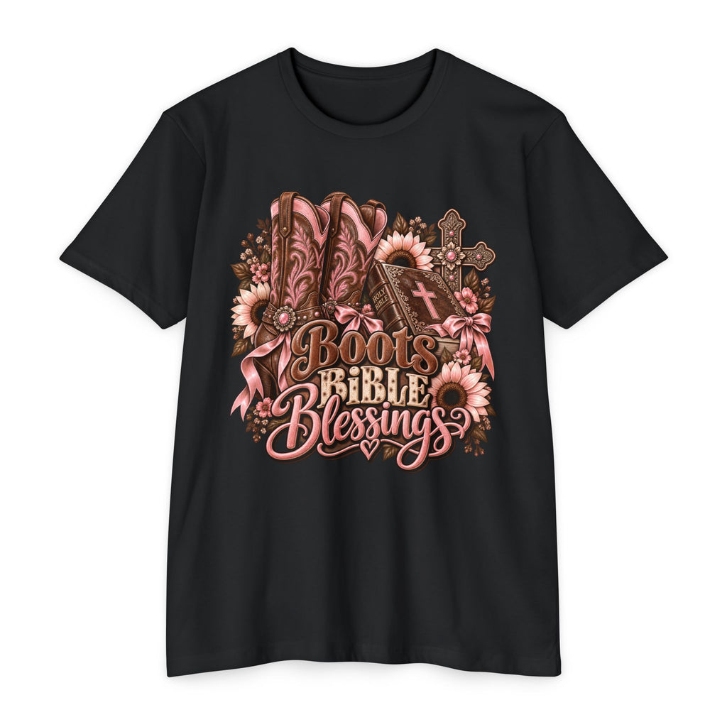 Boots Bible Blessings T-Shirt - Western Christian Faith Graphic Tee