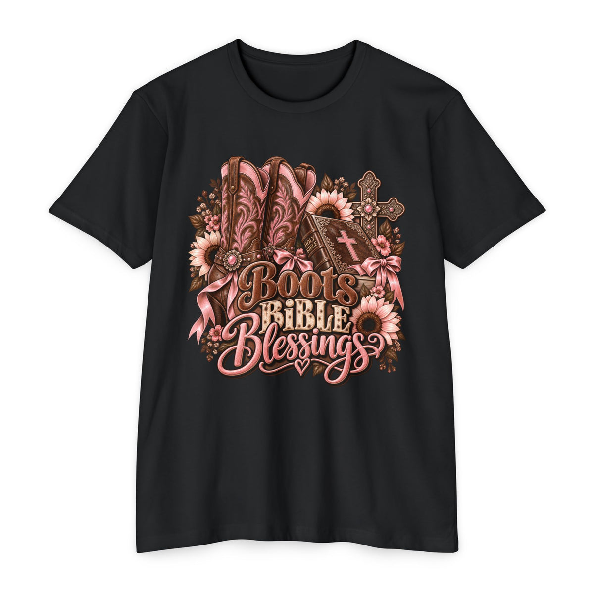 Boots Bible Blessings T-Shirt - Western Christian Faith Graphic Tee
