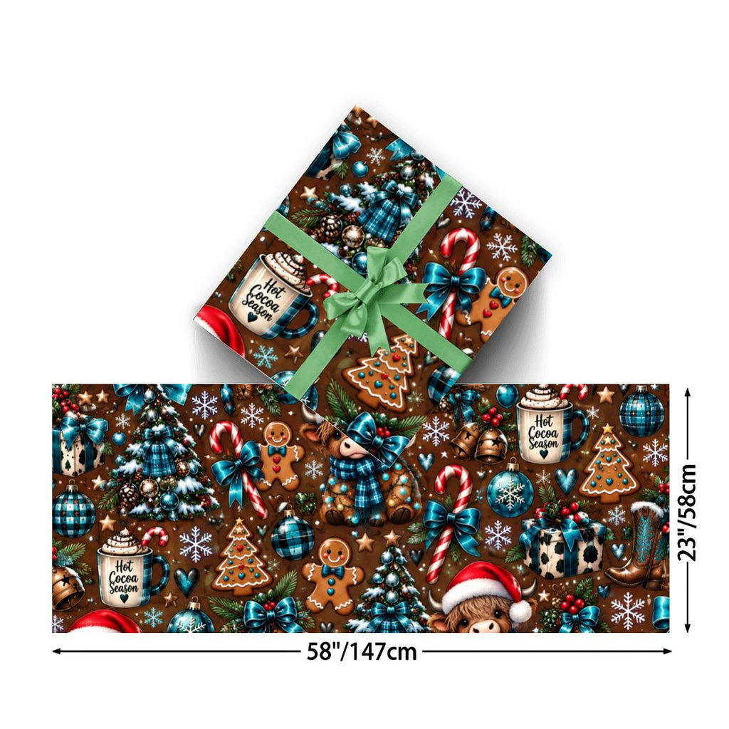3Pack Gift Wrapping Paper Sheets cows and hot choclate wallpaper
