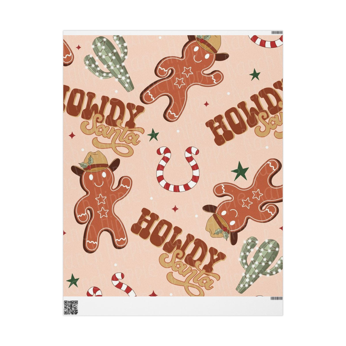 Cowboy Gingerbread 'Howdy Santa' Holiday Wrapping Paper