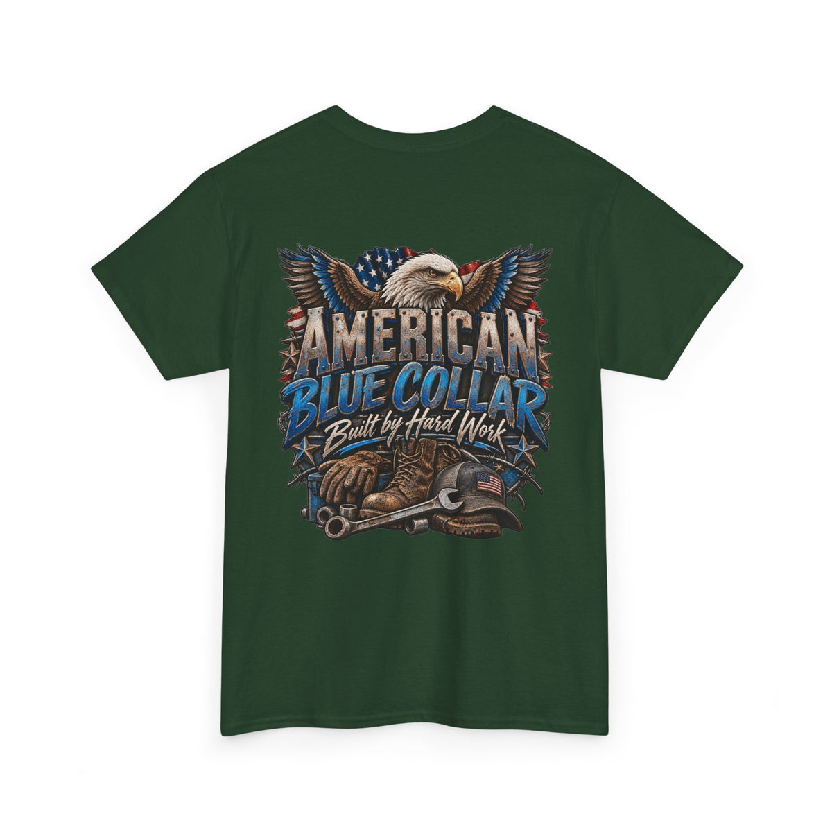 Blue Collar T-Shirt — "Blue Collar Made" & "American Blue Collar" Patriotic Workwear Tee