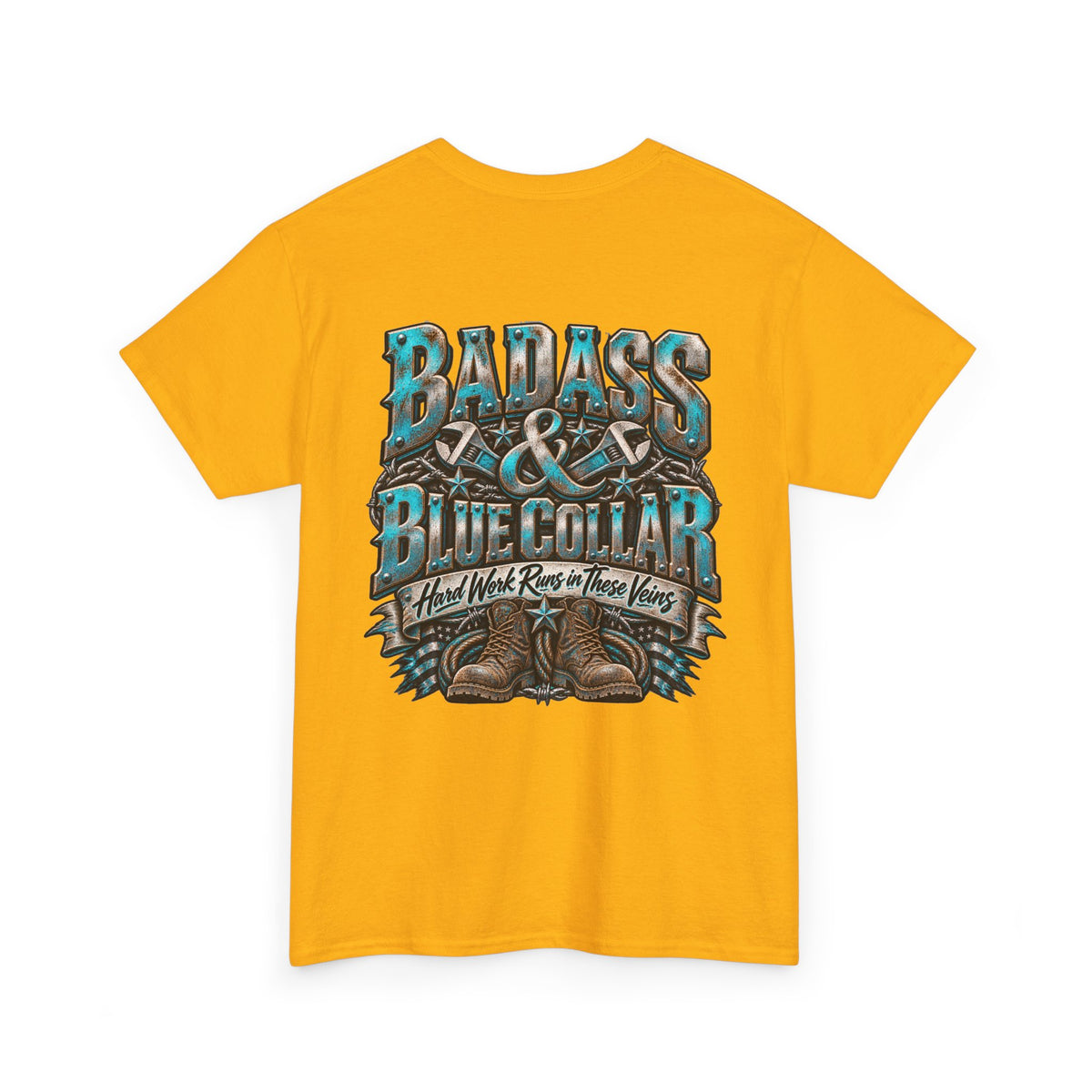 Badass Blue Collar Tee — 'Badass & Blue Collar' Workwear Graphic T‑Shirt
