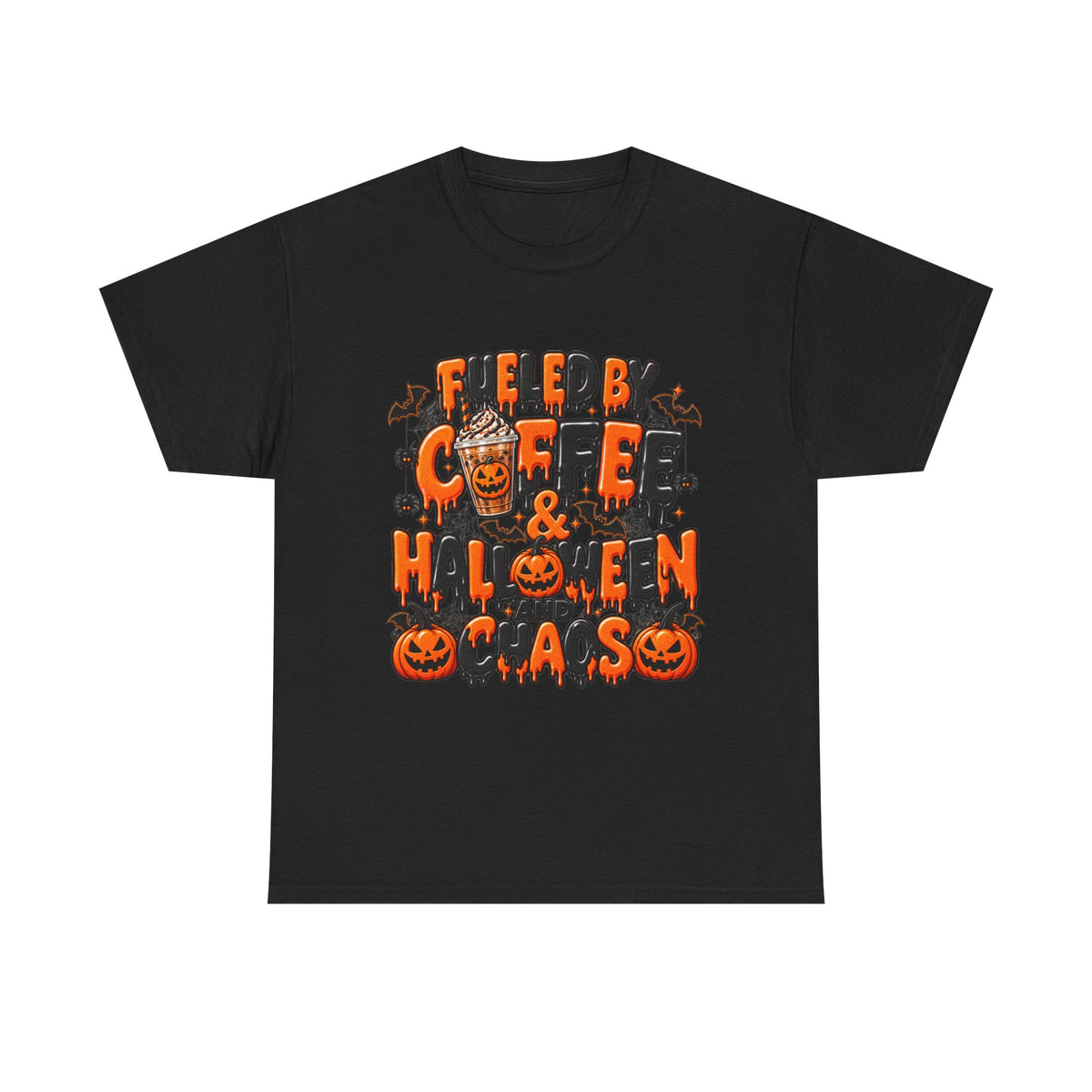 Halloween Coffee Tee — "Free Coffee & Halloween Gas" Spooky Pumpkin Shirt