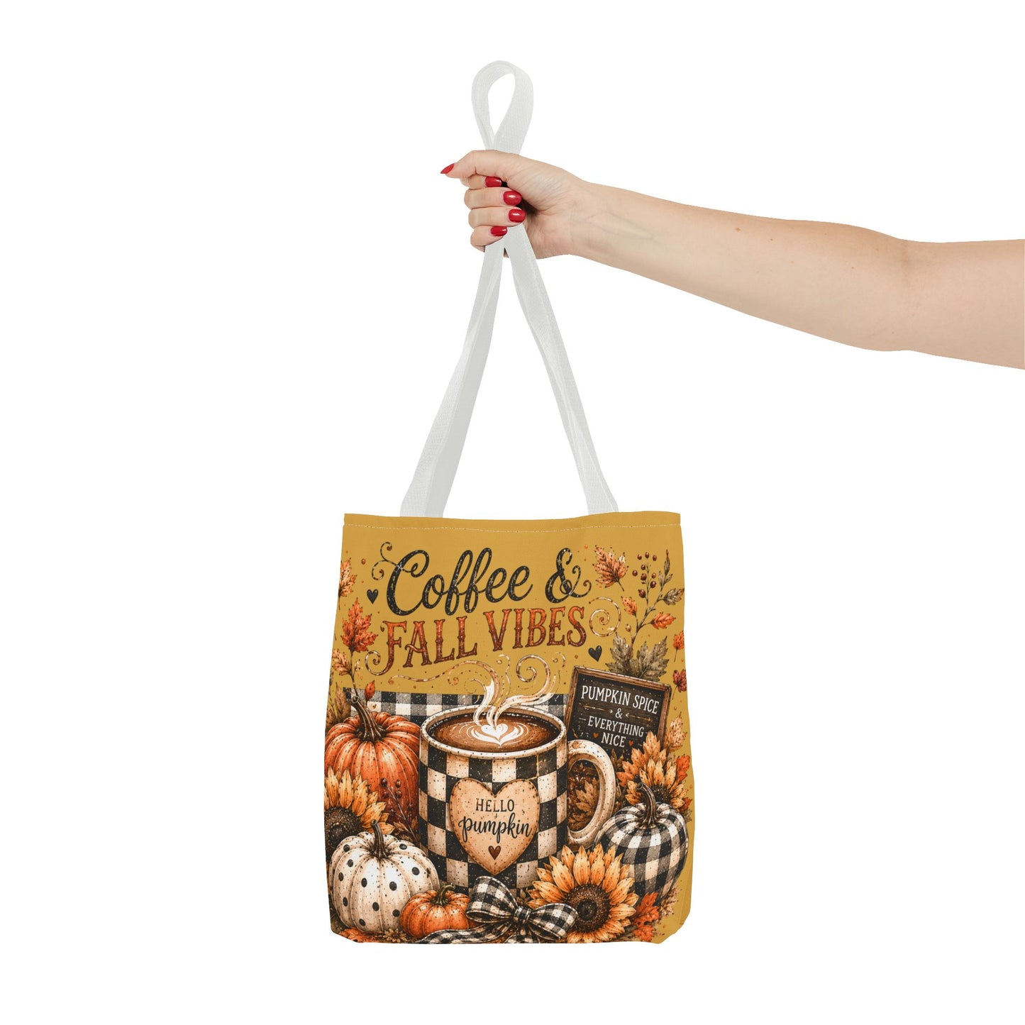 Fall Vibes Coffee Tote Bag — Autumn Pumpkin Sunflower Market Tote