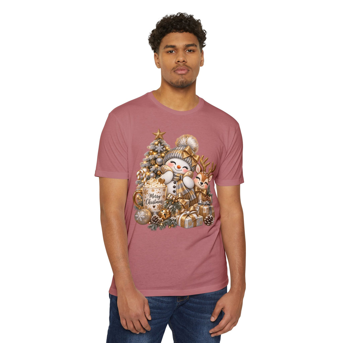 Christmas Snowman & Reindeer Tee — Merry Christmas Holiday T-Shirt