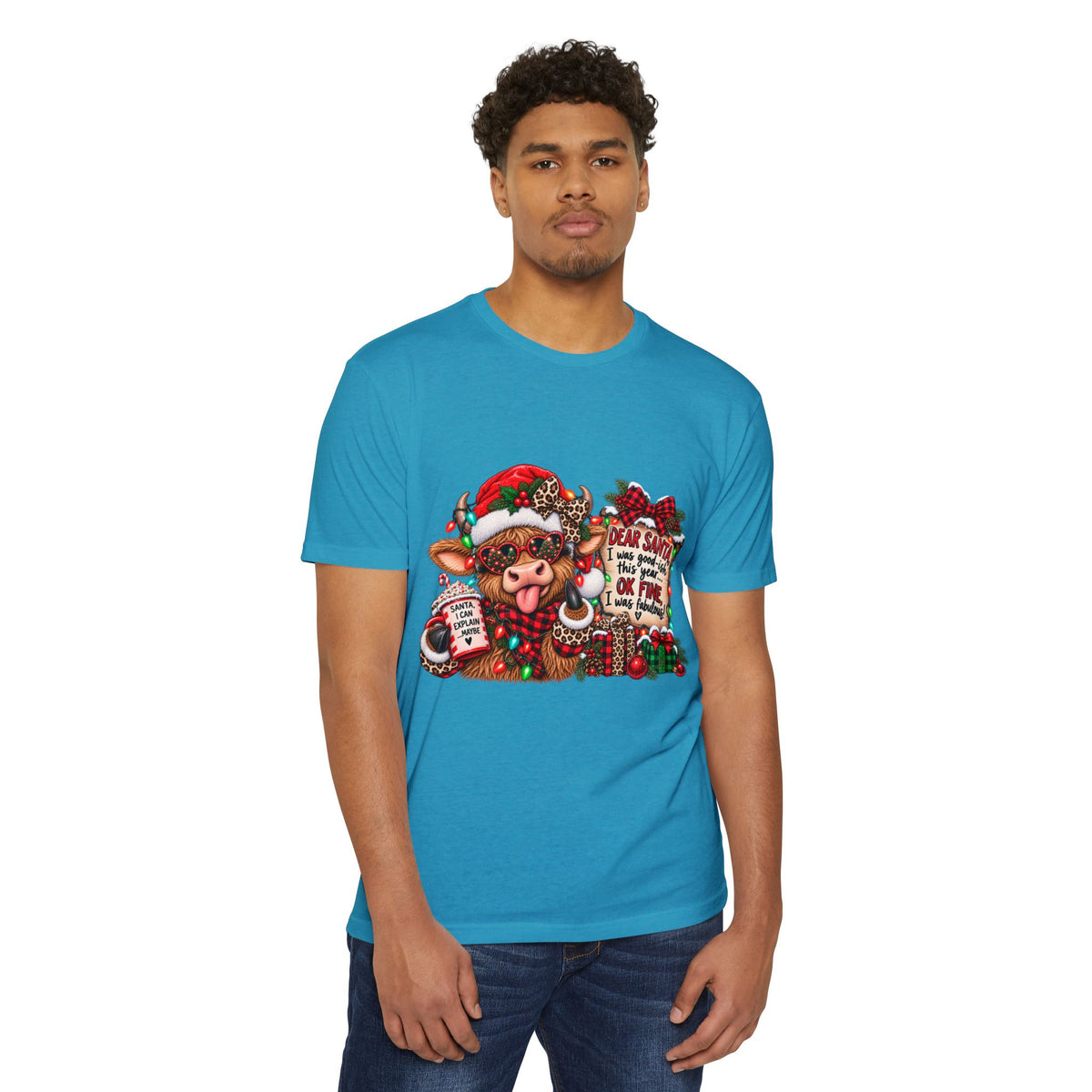 Christmas Cow T-Shirt — "Dear Santa I Was Good(ish)" Funny Holiday Tee
