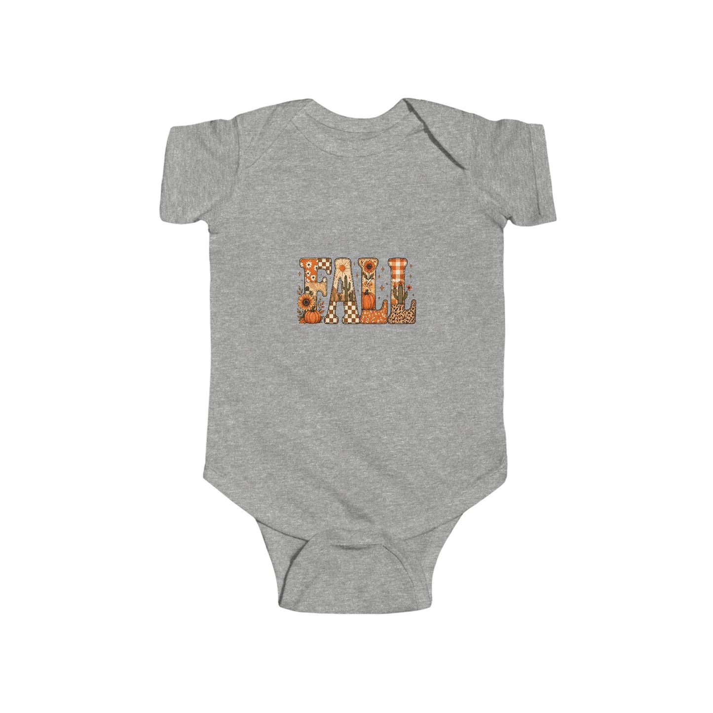 Fall Floral Infant Bodysuit — "FALL" Pumpkin & Leaves Baby Onesie