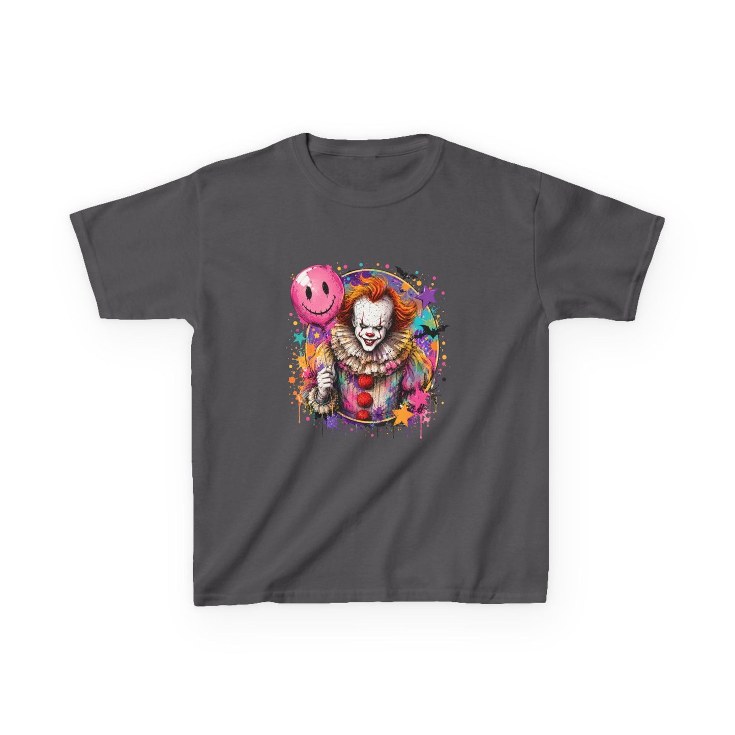 Kids Clown Horror T-Shirt — Colorful Scary Clown with Balloon Halloween Tee