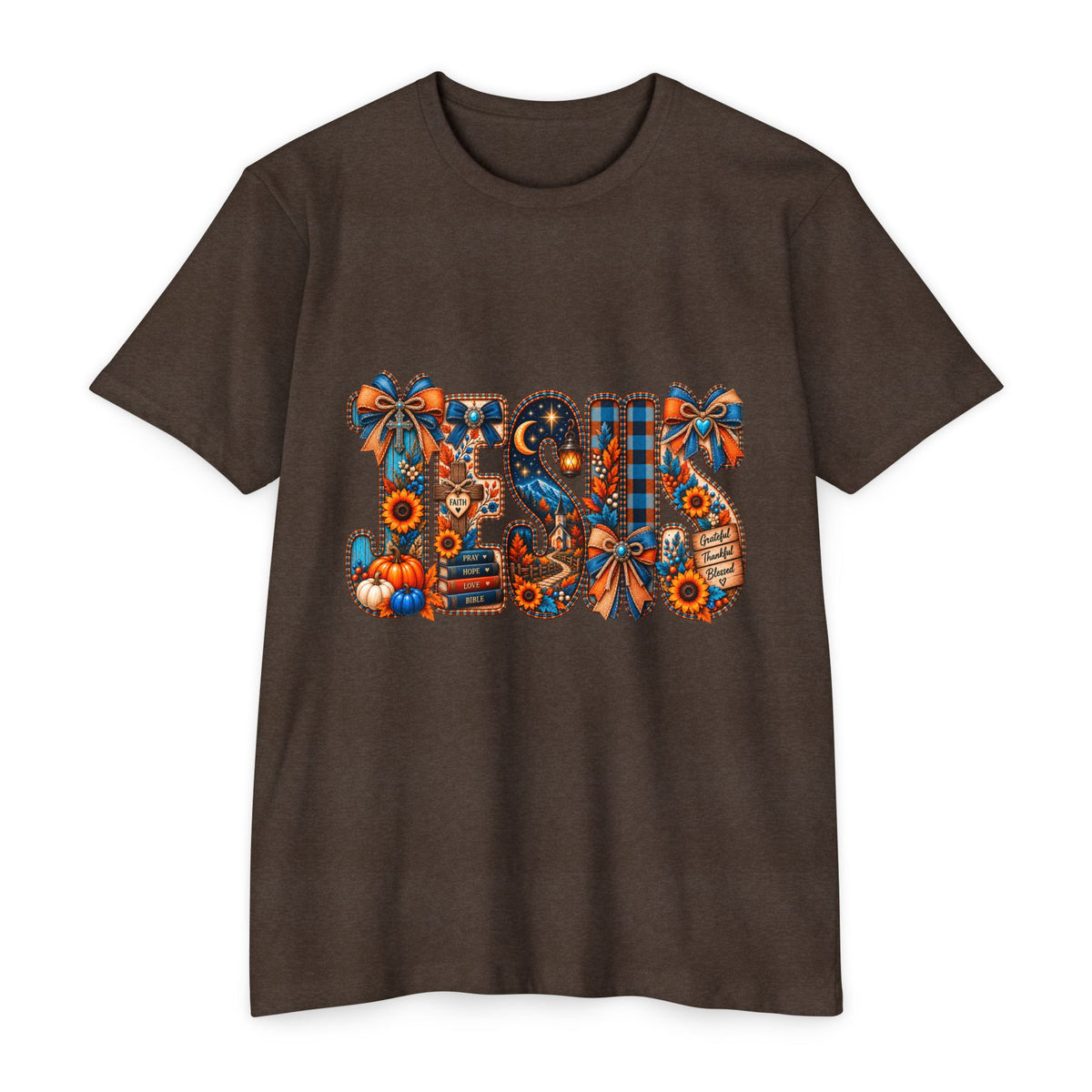 Autumn Blessings T-Shirt — Fall Plaid Pumpkins & Sunflowers Graphic