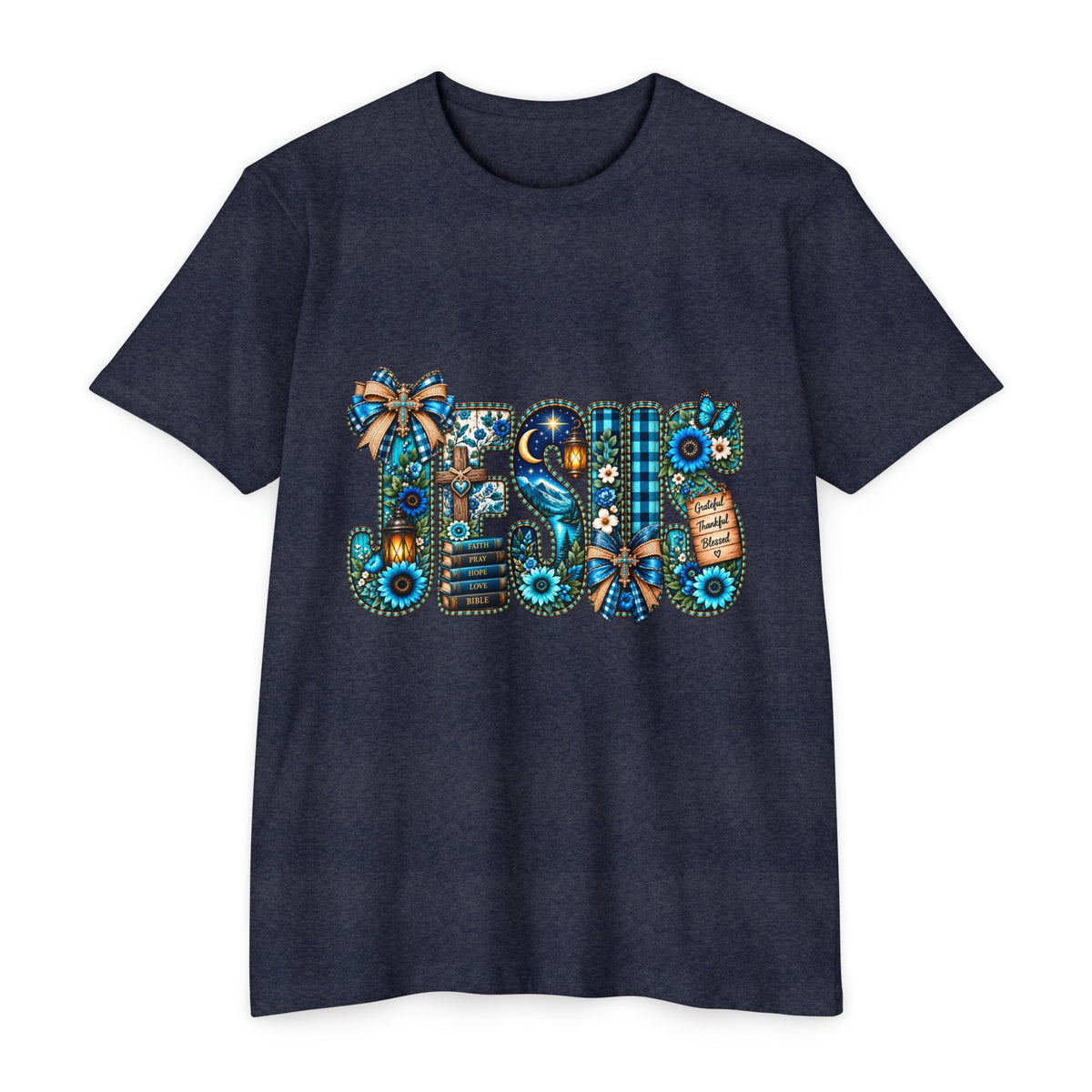 T-Shirt — Rustic Floral 'Blessed' Graphic Tee