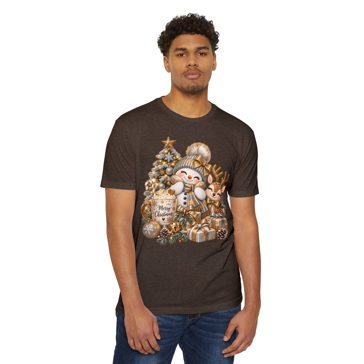Christmas Snowman & Reindeer Tee — Merry Christmas Holiday T-Shirt