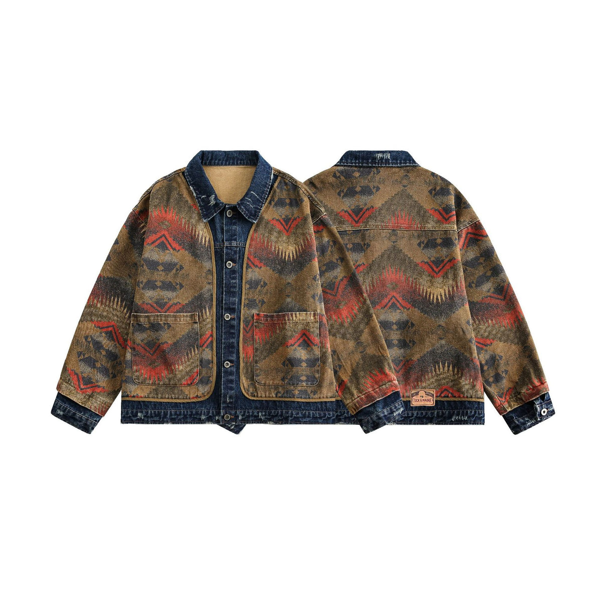 Street Western Jacquard Denim Jacket