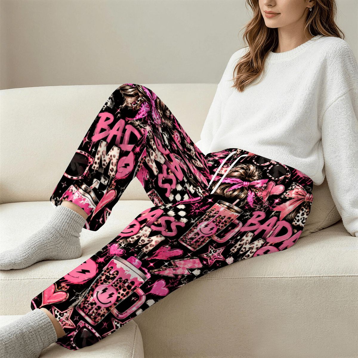 Women's Plush Fleece Pajama Pants baddass mom