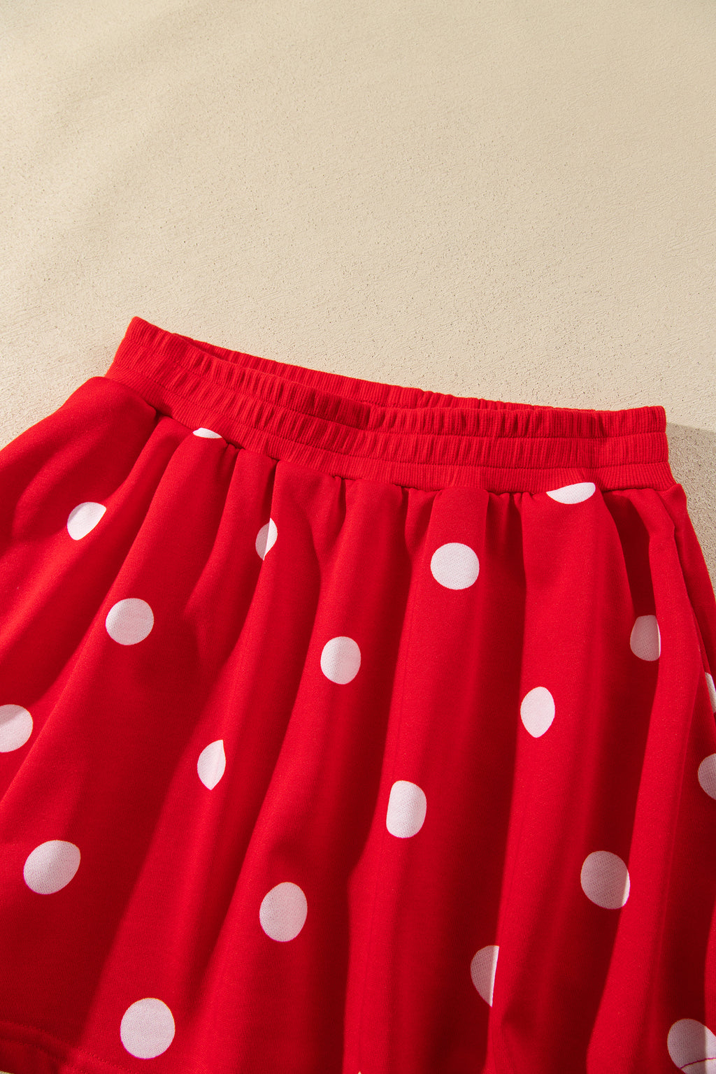 Brown Polka Dot Raw Hem Relaxed Pullover Loose Skort Two Piece Set