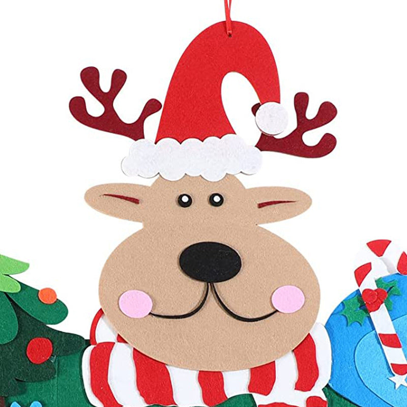 Christmas Countdown Calendar with Felt Reindeer and Pocket, Advent Calendar for Christmas