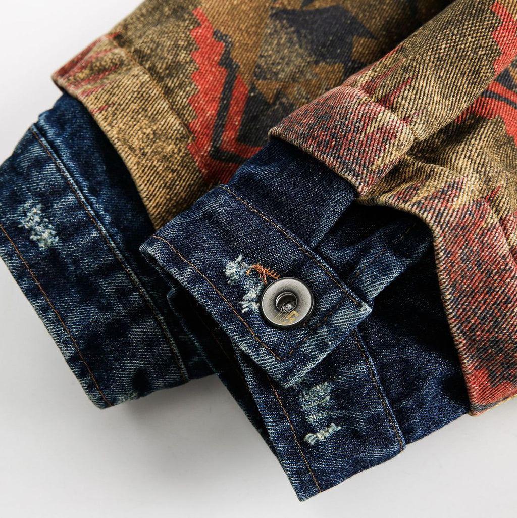 Street Western Jacquard Denim Jacket