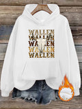 Western denim printed hooded sweatshirt