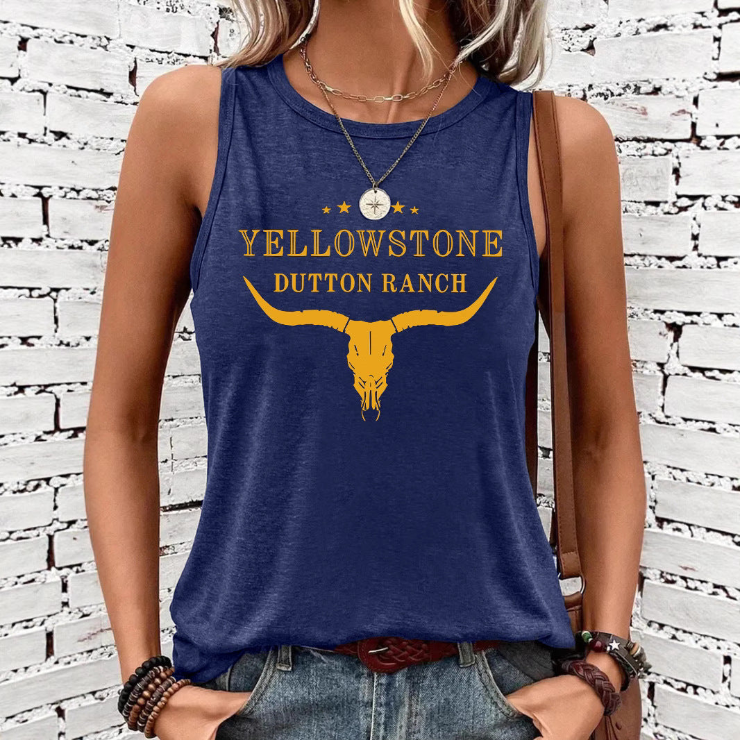 Western denim printed vest