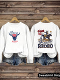 Western denim printed pullover sweatshirt