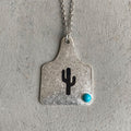 European and American Jewelry Western Denim Necklace Vintage Engraved Cactus Cow Head Horse Hoof Turquoise Necklace Wild