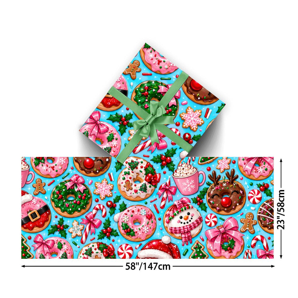 3Pack Gift Wrapping Paper Sheets christmas donut