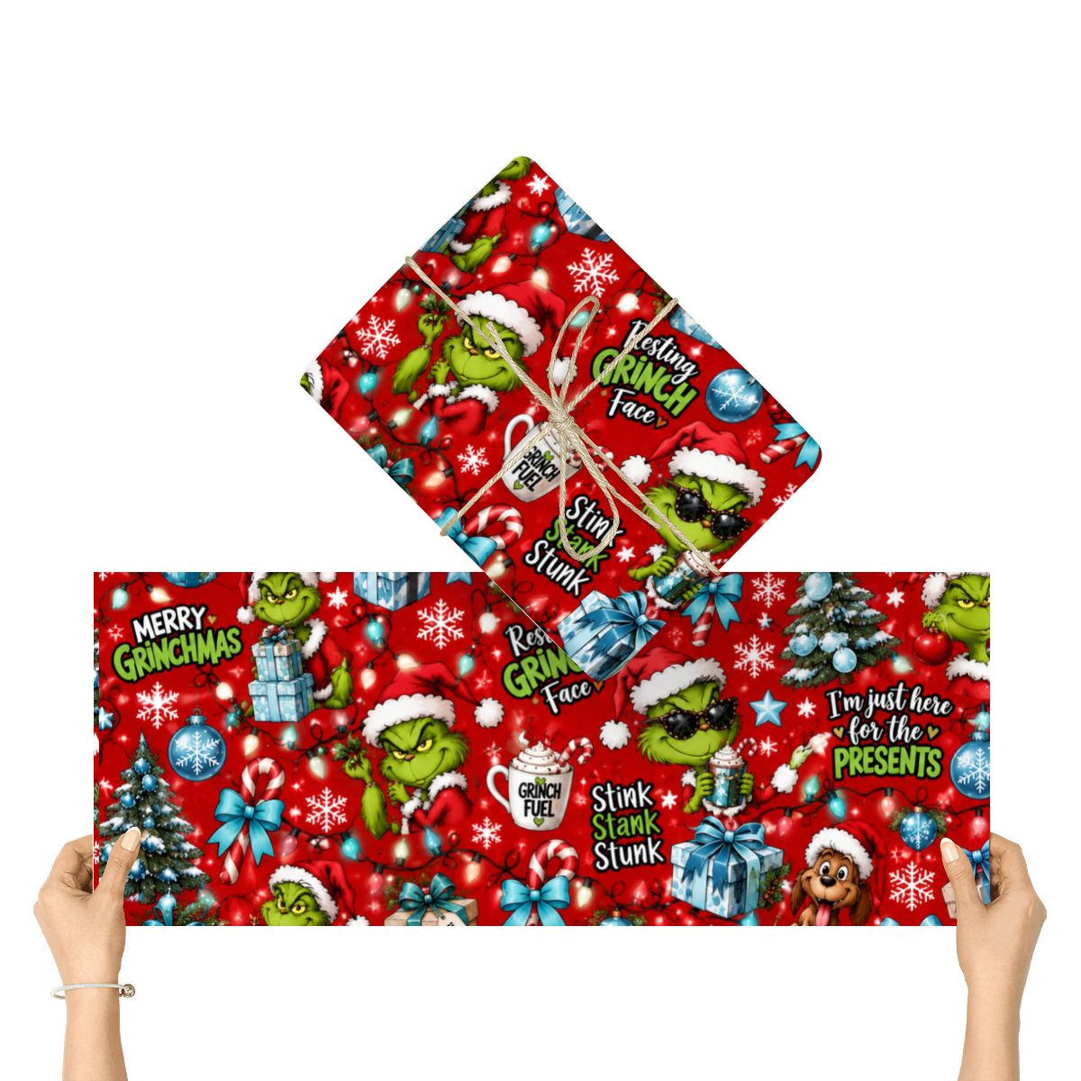 3Pack Gift Wrapping Paper Sheets funny grinch wrappingpaper