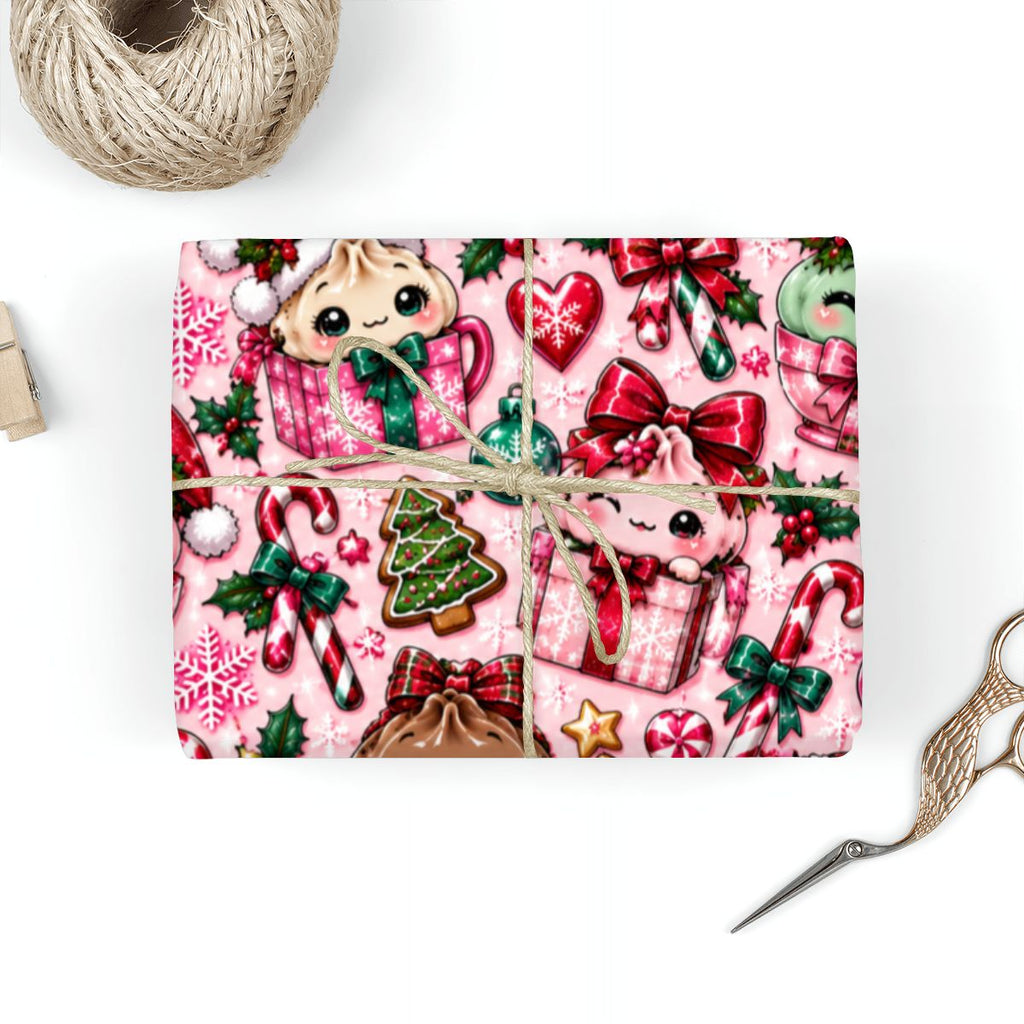 3Pack Gift Wrapping Paper Sheets pink dumpling wrappingpaper