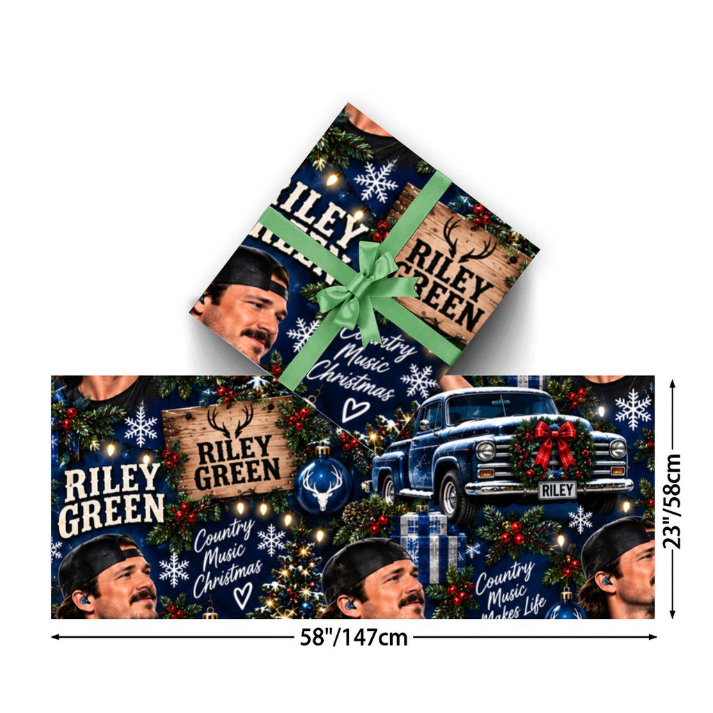 3Pack Gift Wrapping Paper Sheets riley green christmas