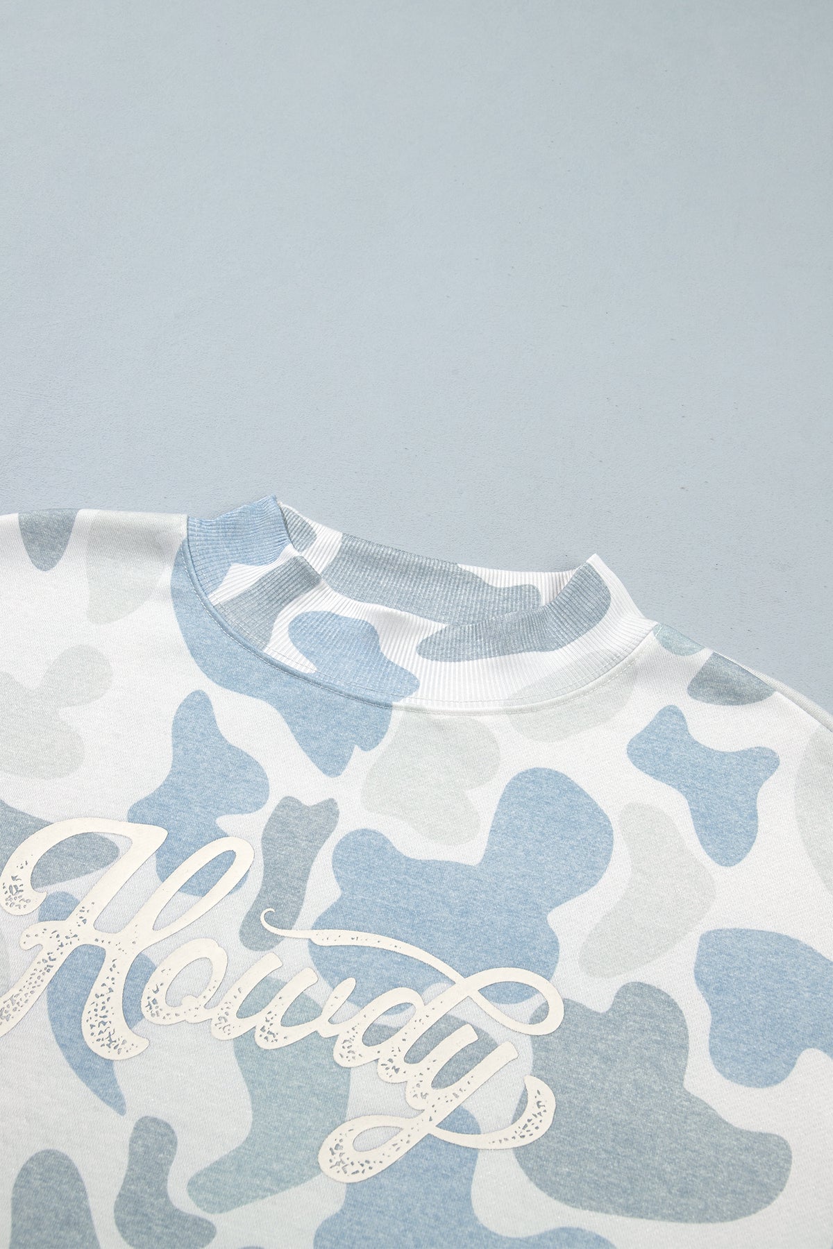 Multicolour Camo Print Howdy Western Style Baggy Pullover Sweatshirt